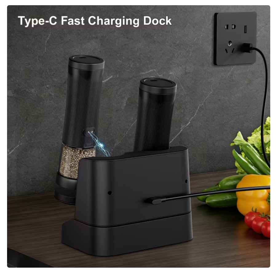 Electric Salt & Pepper Grinder Set, Rechargeable, 5 Coarseness, 2-Spee ...