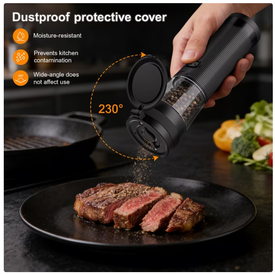 Electric Salt & Pepper Grinder Set, Rechargeable, 5 Coarseness, 2-Spee ...