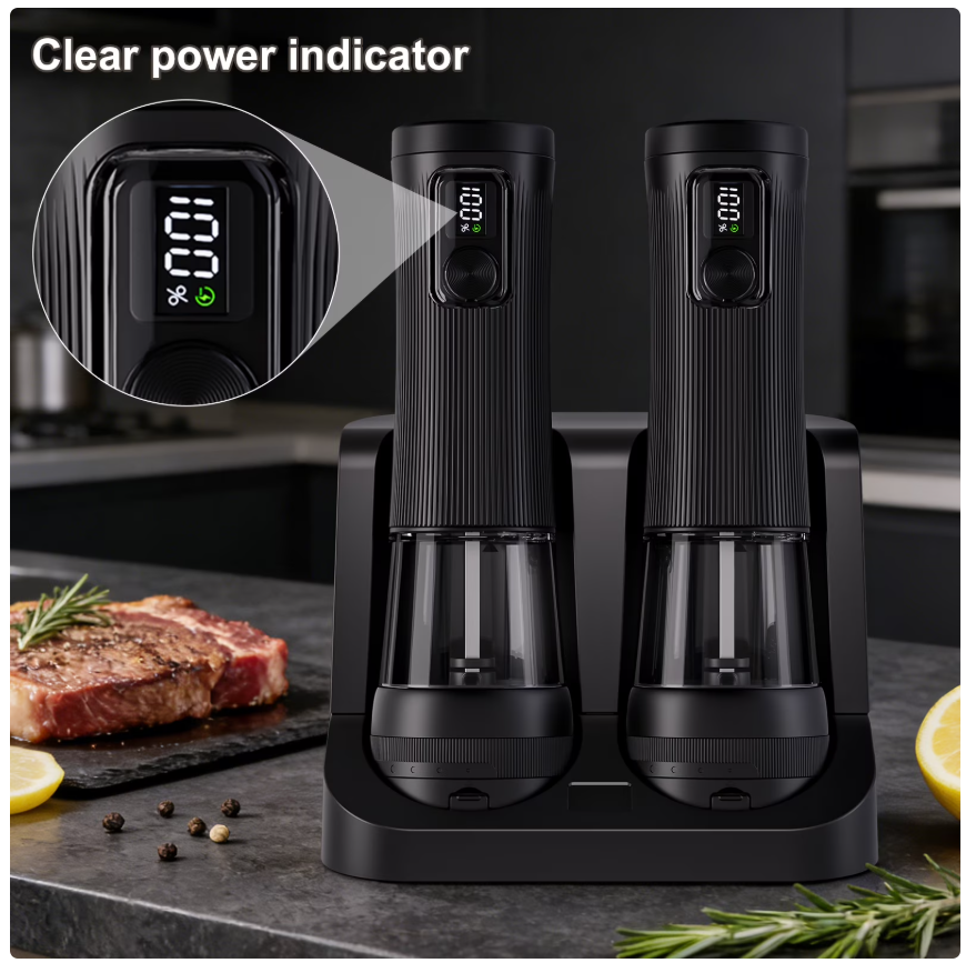 Electric Salt & Pepper Grinder Set, Rechargeable, 5 Coarseness, 2-Spee ...
